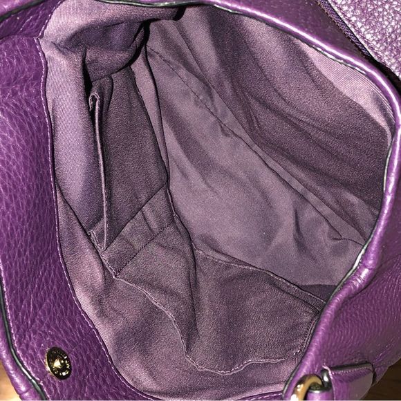 COACH Madison Phoebe Tumbled Purple Leather Purple Lining 3 Section Shoulder Bag - Picture 14 of 16